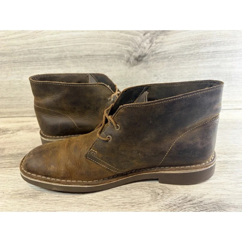 Clarks Bushacre Boots Men's 8.5 M‎ Brown Oiled Leather Chukka Desert Comfort